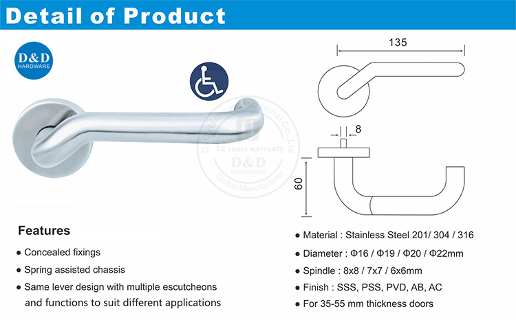 Door Lever Handle-DDTH016-D&D Hardware