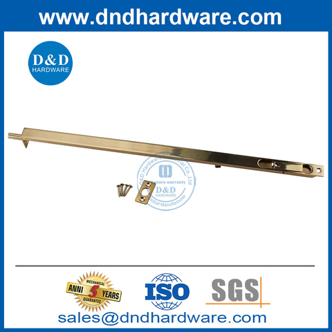Brass 12” Hidden Polished Gold Flush Bolt for House Front Door-DDDB002