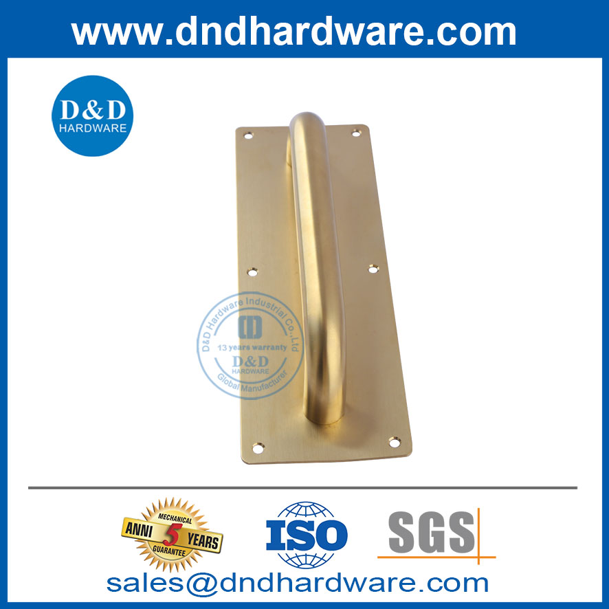 Satin Brass Stainless Steel Square Type Door Pull Handle with Plate-DDPH023