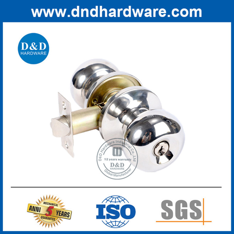 Polish Chrome Zinc Alloy Door Knob Lock Set for Wooden Door-DDLK32