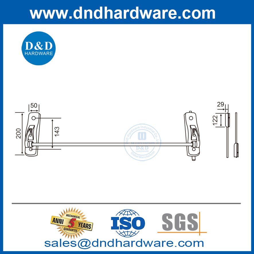 Installing Cross Bar Panic Exit Device Stainless Steel Exit Device Panic Hardware-DDPD010