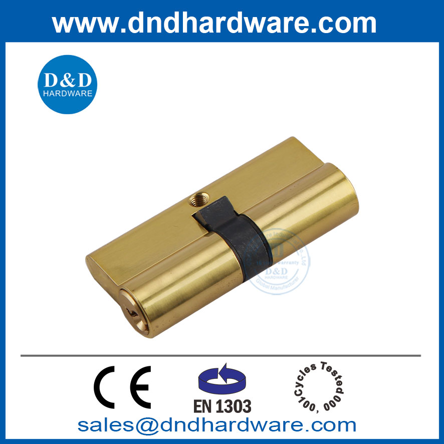 EN1303 Polished Brass Euro Profile Solid Brass Double Open Safe Door Lock Cylinder-DDLC003