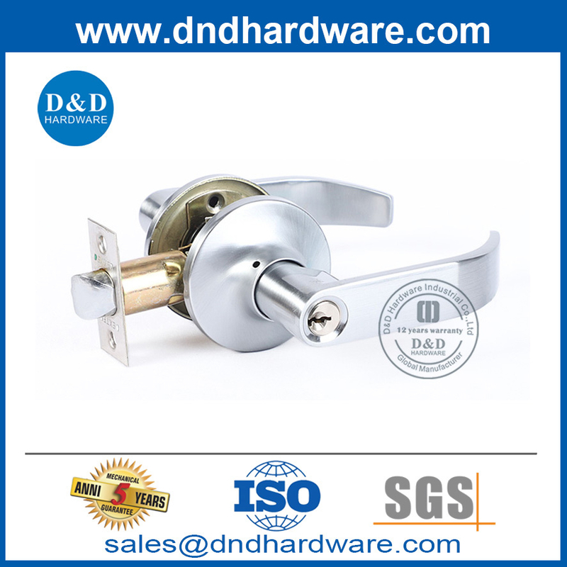 Satin Chrome Front Door Hardware Zinc Alloy Tubular Lever Lockset-DDLK074