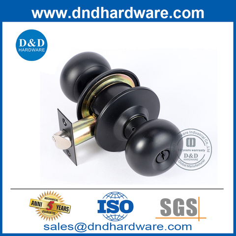 Zinc Alloy Matt Black Ball Type Door Knob Lock for Outside Door-DDLK068