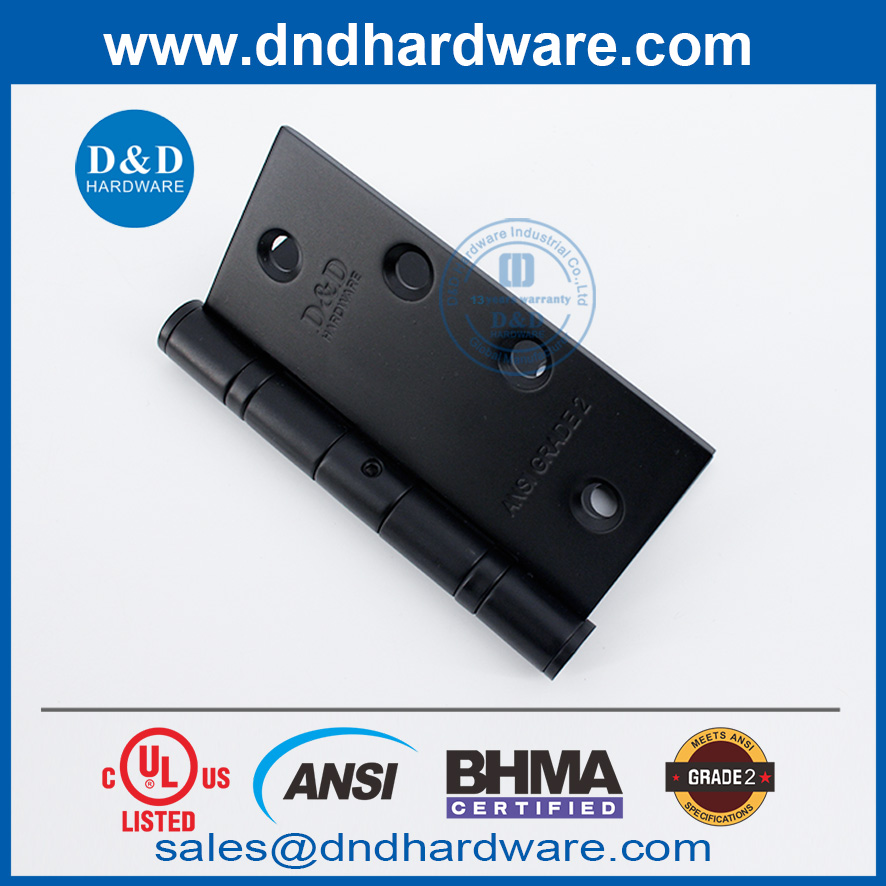 SS304 Commercial Door Hinge Black ANSI BHMA Fire Rated External Door Hinge with NRP-DDSS001-ANSI-2-4.5x4.5x3.4