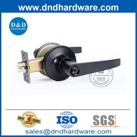 Zinc Alloy Lockset Manufacturers Matt Black Entry Door Lever Lockset with Cylinder-DDLK082
