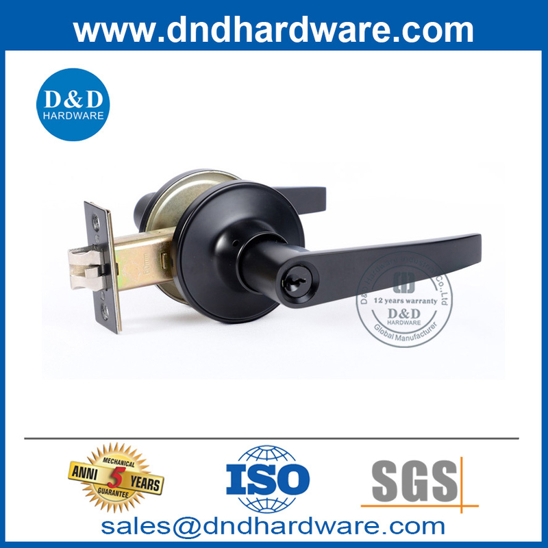 Zinc Alloy Lockset Manufacturers Matt Black Entry Door Lever Lockset with Cylinder-DDLK082