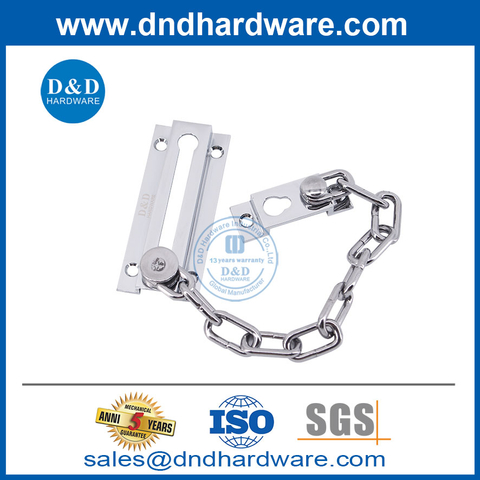 Satin Nickel Finish Brass Bedroom Metal Door Chain Lock Hardware-DDDG005 