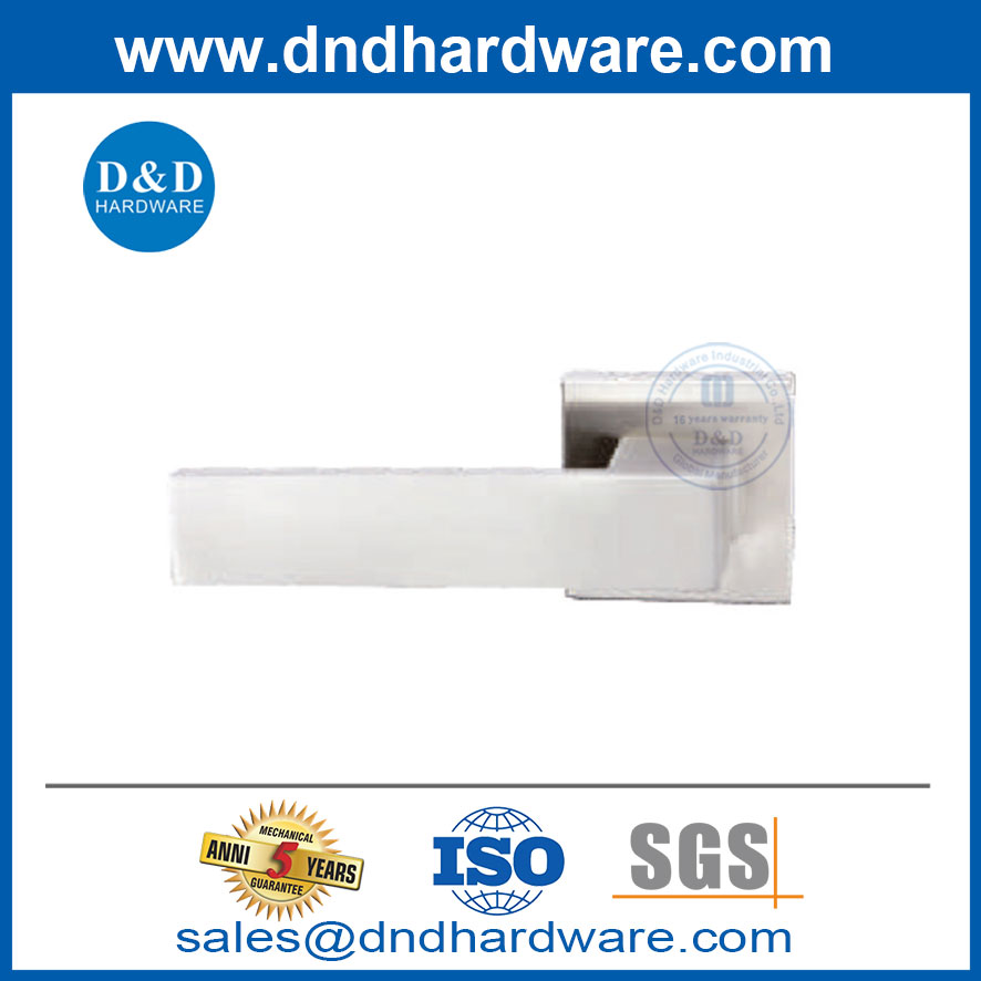 Stainless Steel Square Rosette Tube Wooden Door Solid Lever Door Handle-DDSH057