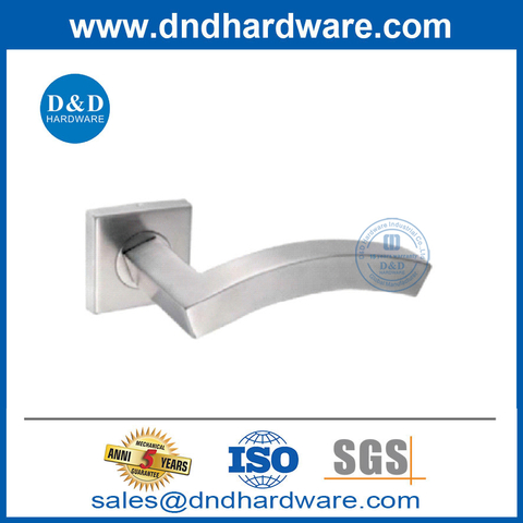 Contemporary Simple Style Front Door Lever Handle on Square Rosette-DDTH045