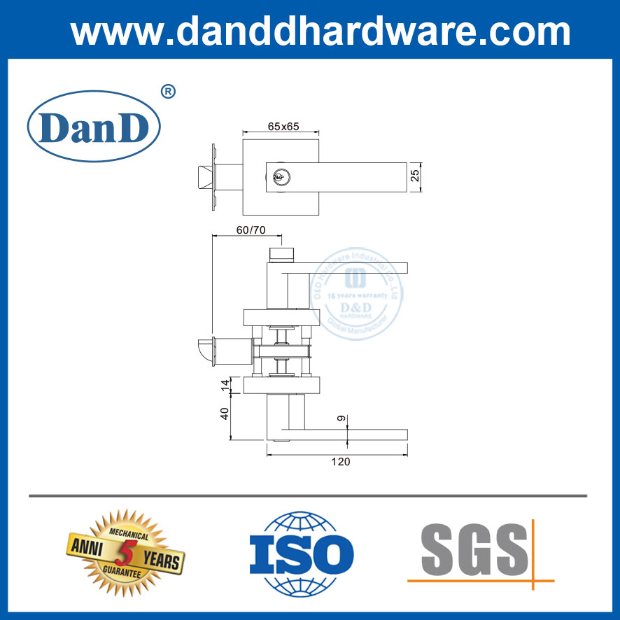 Heavy Duty Residential Door Locksets Zinc Alloy Double Door Entry Locksets-DDLK020