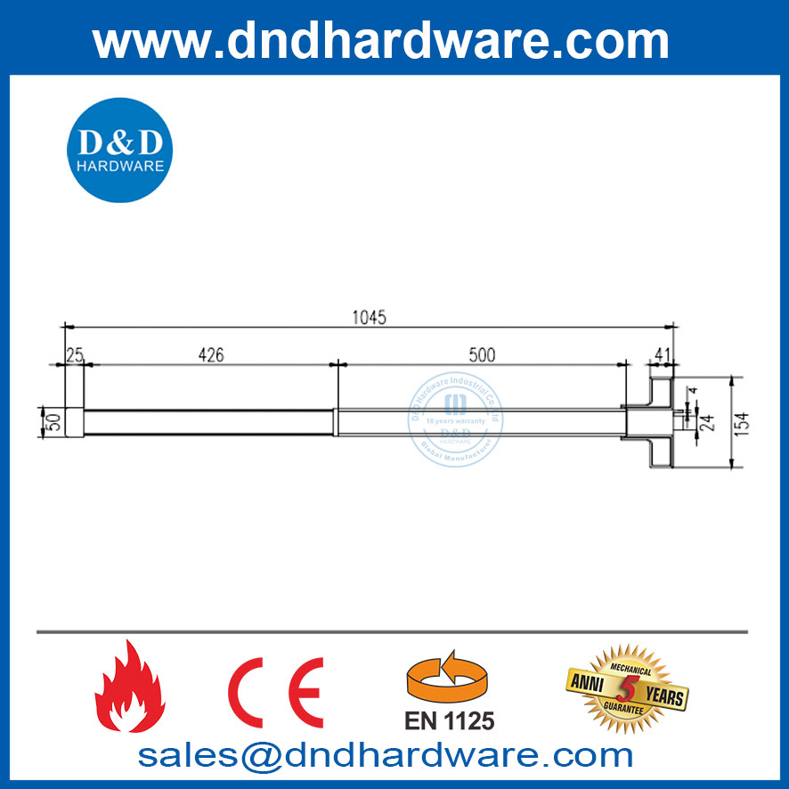Fire Rated Panic Hardware for Doors CE EN1125 Panic Exit Device on Doors-DDPD003