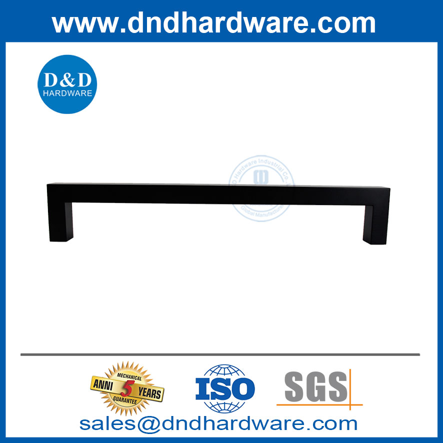 304 Stainless Steel Square Rosette Wooden Door Long Pull Handle for Commercial Door-DDPH034