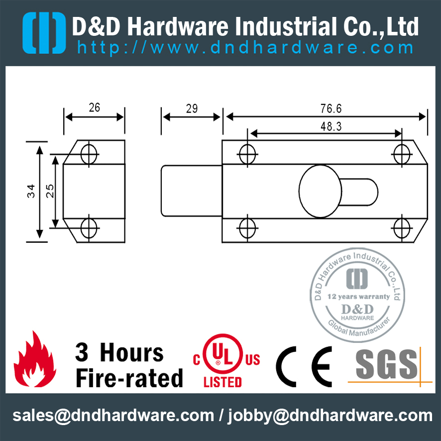 Sliding Door Bolt-DDDB020