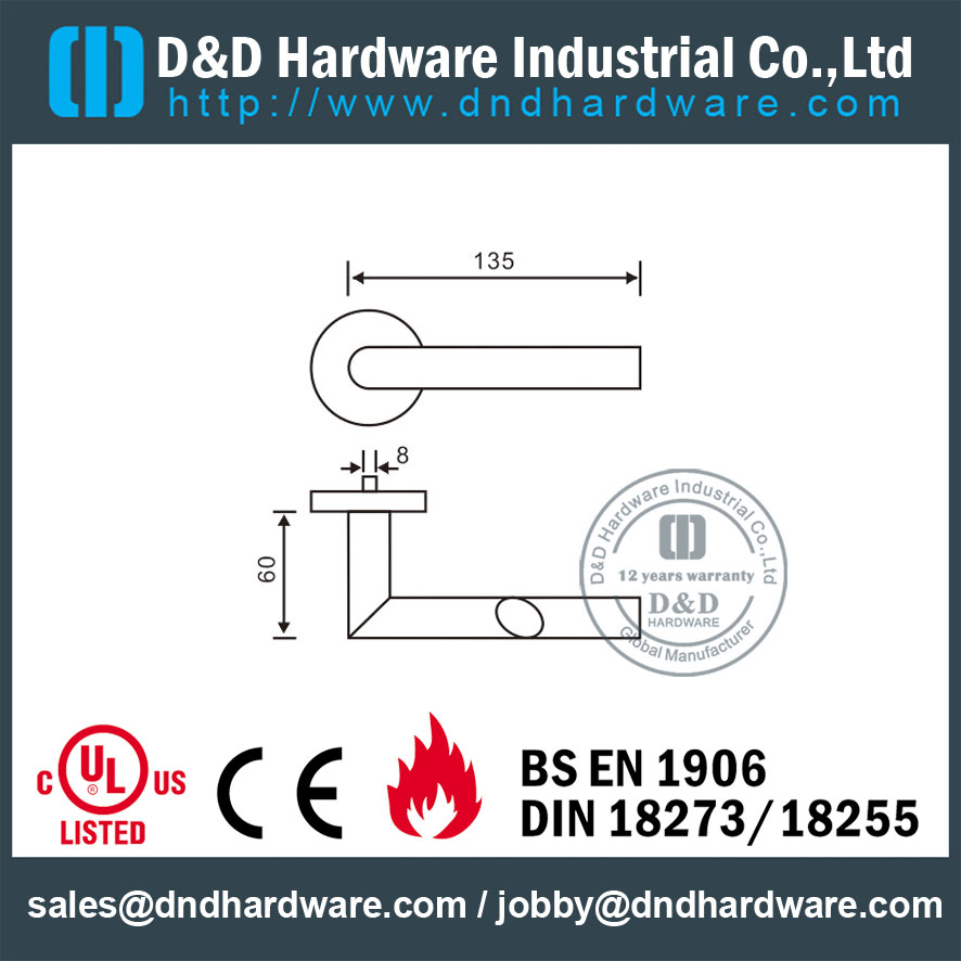 Stainless Steel 316 Modern Hollow Lever Handle for Exterior Commercial Door-DDTH026
