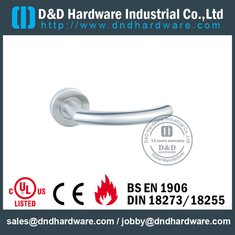 Stainless Steel 22mm Tube Fire Rated Hollow Door Handle for Office Wooden Door -DDTH011
