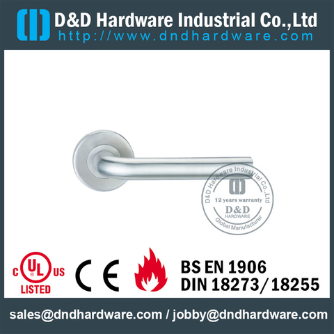 Stainless Steel 304 L Shape Fire Rated Hollow Lever Door Handle for Aluminum Metal Door with EN1906-DDTH002