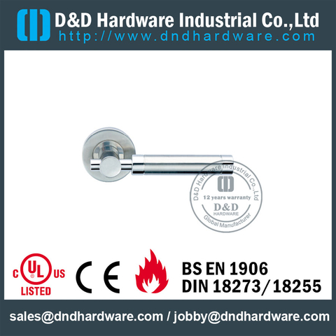 Stainless Steel 316 Chrome Solid Lever External Door Handle for Steel Doors -DDSH034