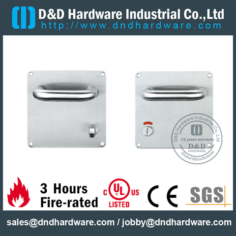SS304 D Shape Lever Handle on Bathroom Backplate 78 Centre-DDTP001-WC