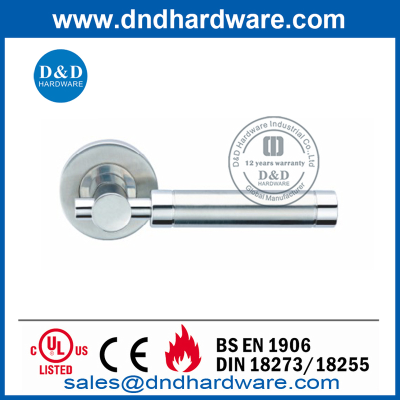 Grade 316 Satin Mixed with Polish Finish Lever Door Handle-DDSH034