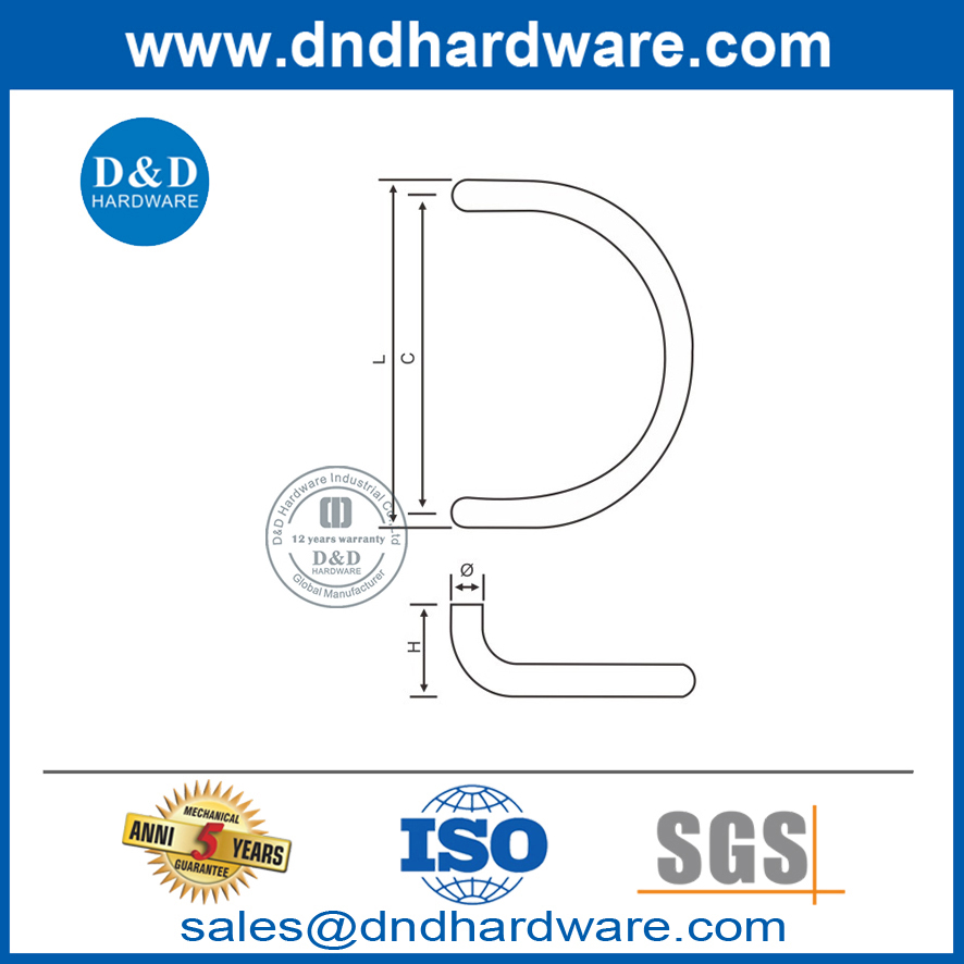 Custom Stainless Steel Commercial Glass Door Pull Handle-DDPH006