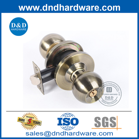 Antique Brass Zinc Alloy Door Knob Lock Set with Normal Key-DDLK060