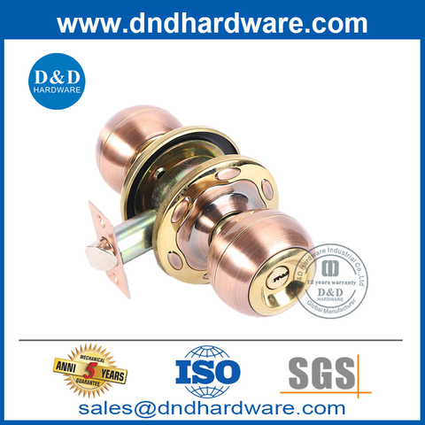 Zinc Alloy Antique Copper and Polish Door Knob Lockset for Inside Door-DDLK054
