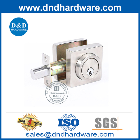 Satin Nickel Square Style Zinc Alloy Commercial Door Lock Deadbolt-DDLK021