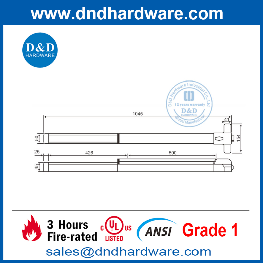 Steel Dogging Function Panic Bar Door Hardware for Emergency Exit Door-DDPD007