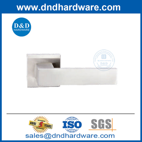 Stainless Steel Square Rosette Tube Wooden Door Solid Lever Door Handle-DDSH057