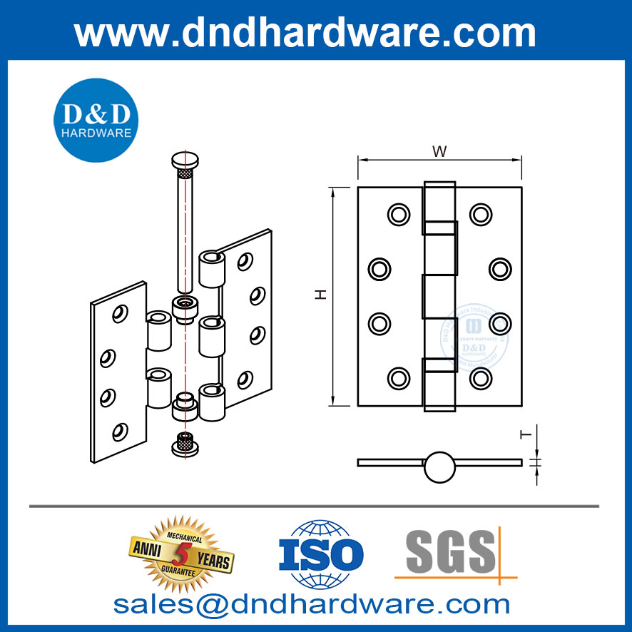Stainless Steel Front Door Hinges Anti Friction Bearing Hinge-DDSS063