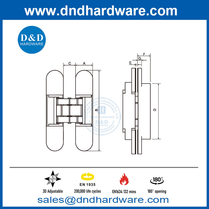 D&D Concealed hinge
