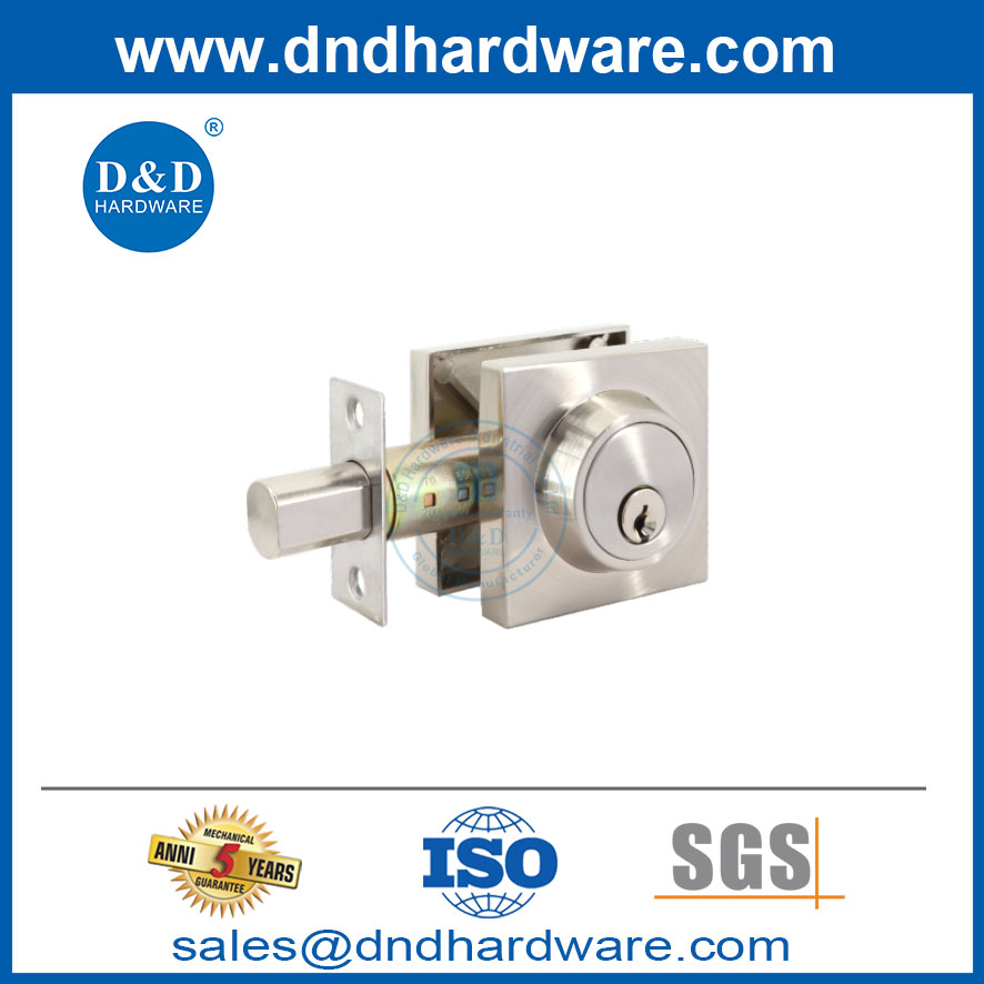 Stainless Steel Square Rose Tubular Deadbolt Lock with Single Double Cylinder for Wooden Doors-DDLK031