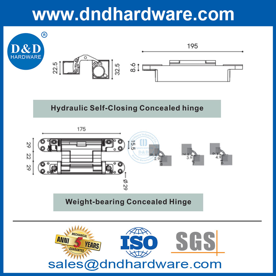 commercial concealed hinge