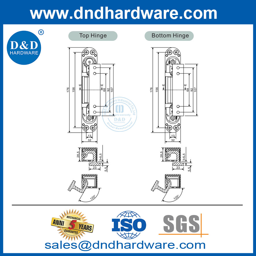 2D concealed hinge