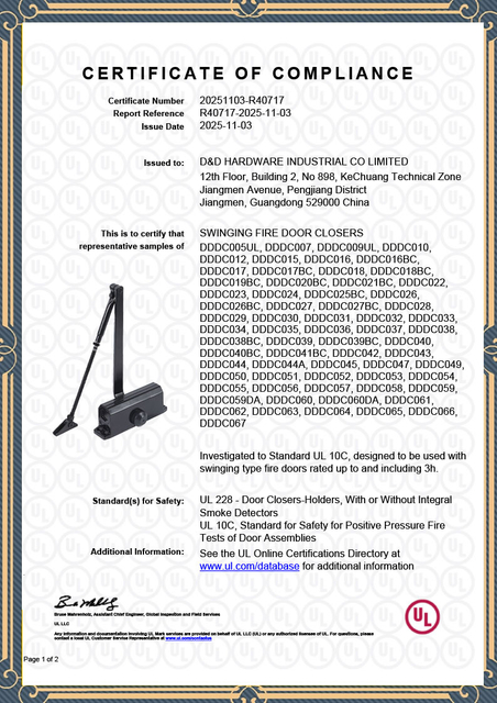 UL door closer