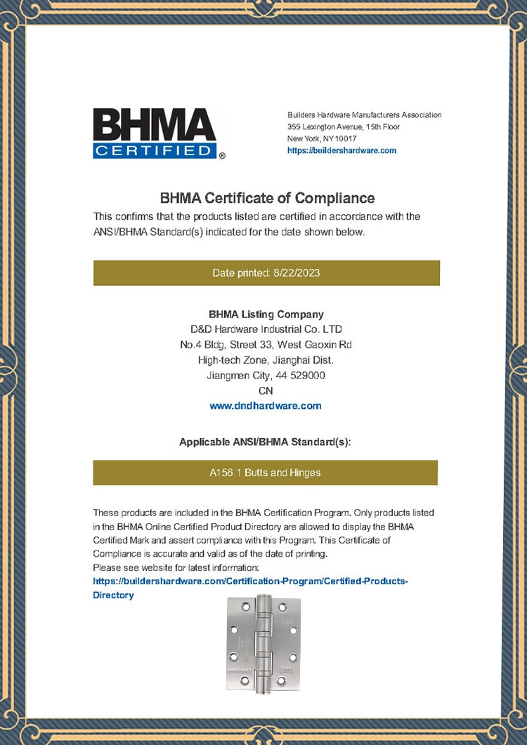 3、BHMA A156.1-Butts and Hinges