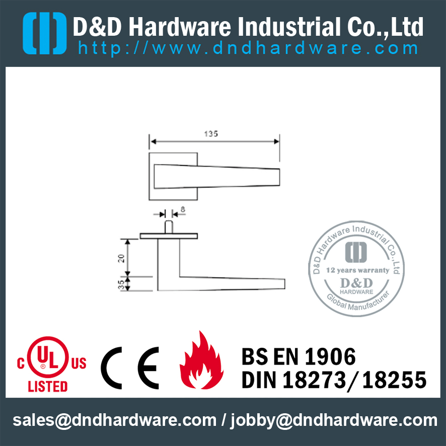 SUS304 Solid Lever Handle for Interior Door- DDSH083