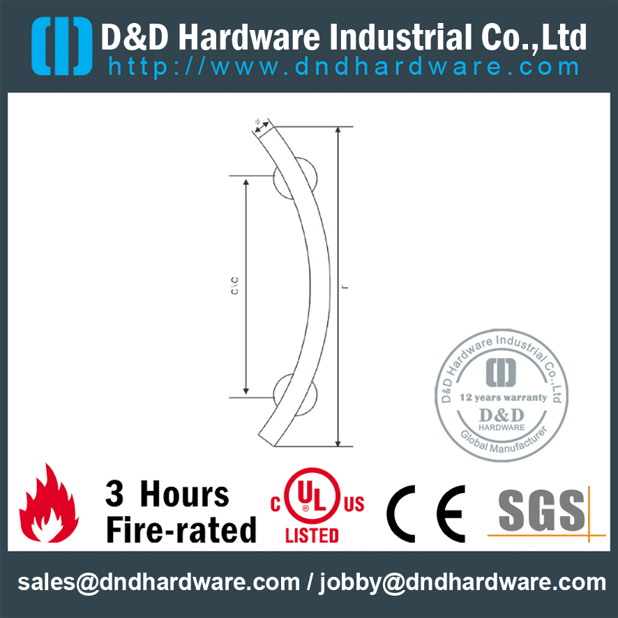 SUS304 Oval Pull Handle for Exterior Hotel Door-DDPH043