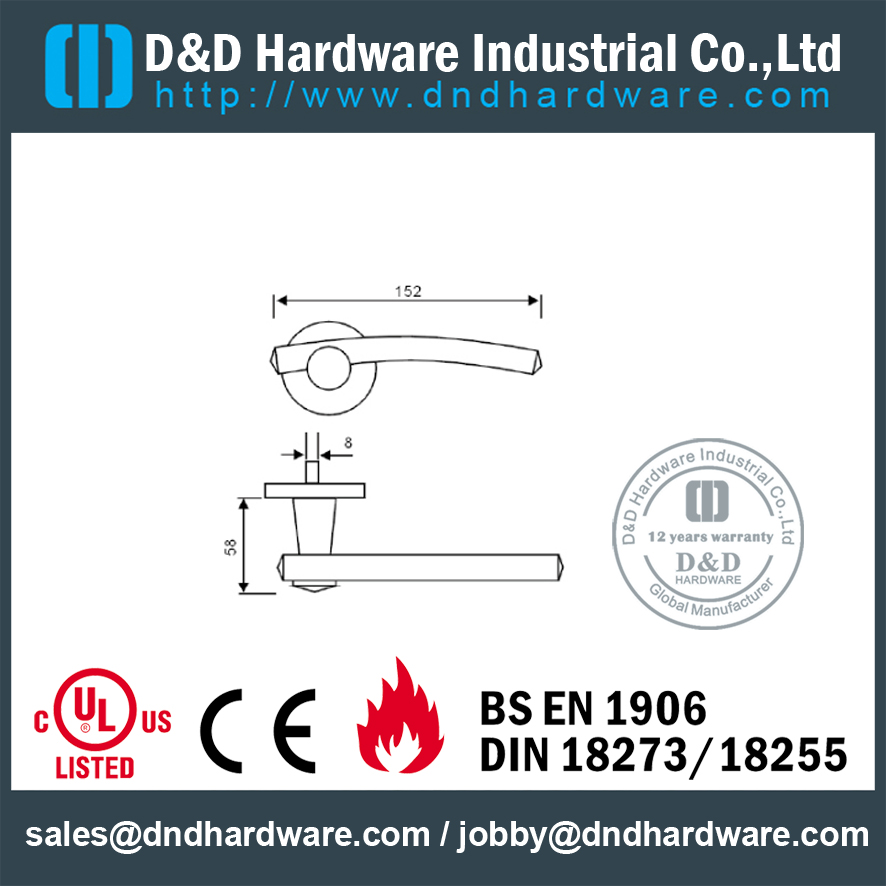 Stainless steel modern crank solid lever door handle for Commercial Door- DDSH107