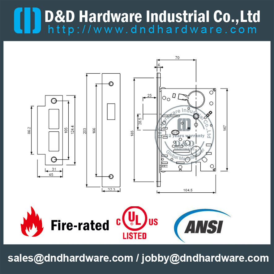SS ANSI/BHMA Mortise Lockset-DDAL13 F13