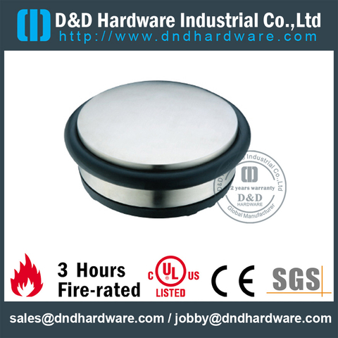 Stainless steel flat floor mounted door stopper with rubber ring for Wood Door- DDDS049 