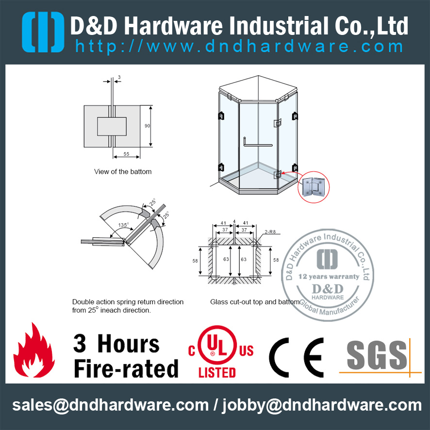 Glass Shower Door Hinges-DDGH003