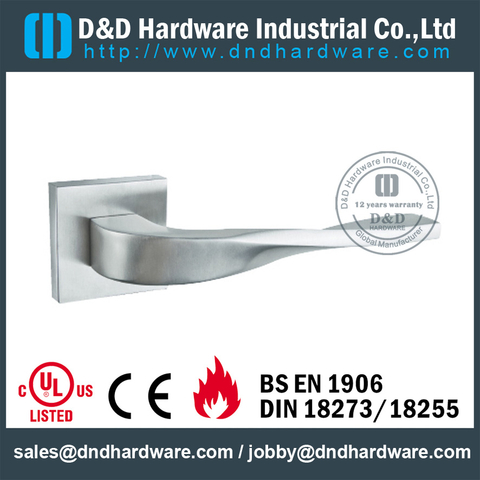  Stainless steel twisty solid lever handle with square rose for Indoor Door- DDSH057 
