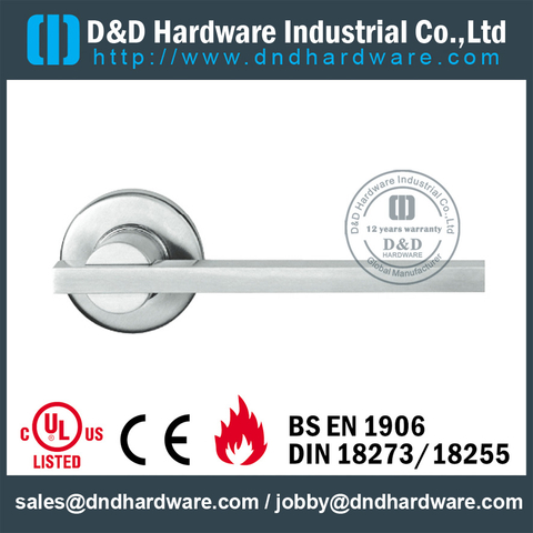 Grade 304 Solid Front Lever Door Handles for Fire Doors-DDSH073